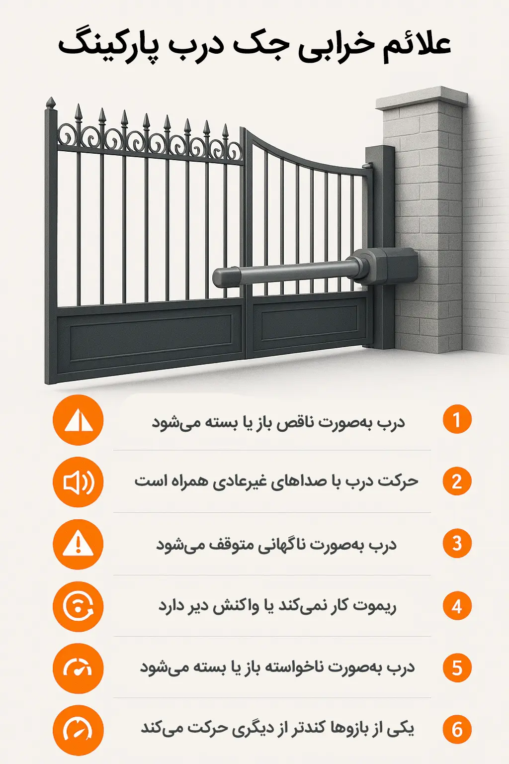 علائم رایج جک درب پارکینگ و نکات فنی